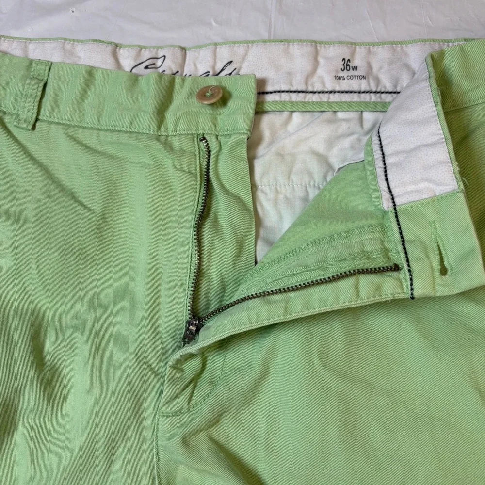 Roundtree & Yorke Mens Relaxed Fit Chino Shorts Light Green 100% Cotton Size 36w